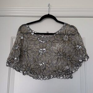 Beaded mesh crop top